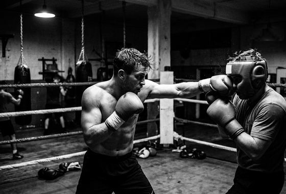 Boxing sparring in the ring